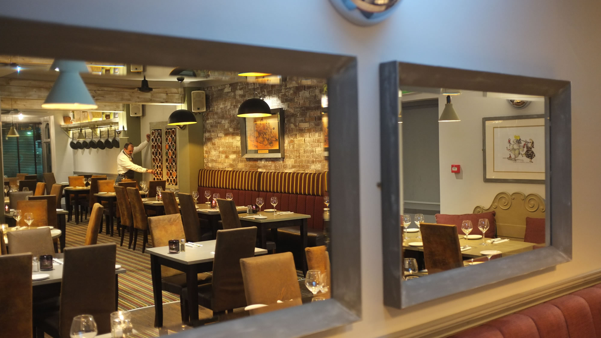 Wide view through Pulcinella dining rooms